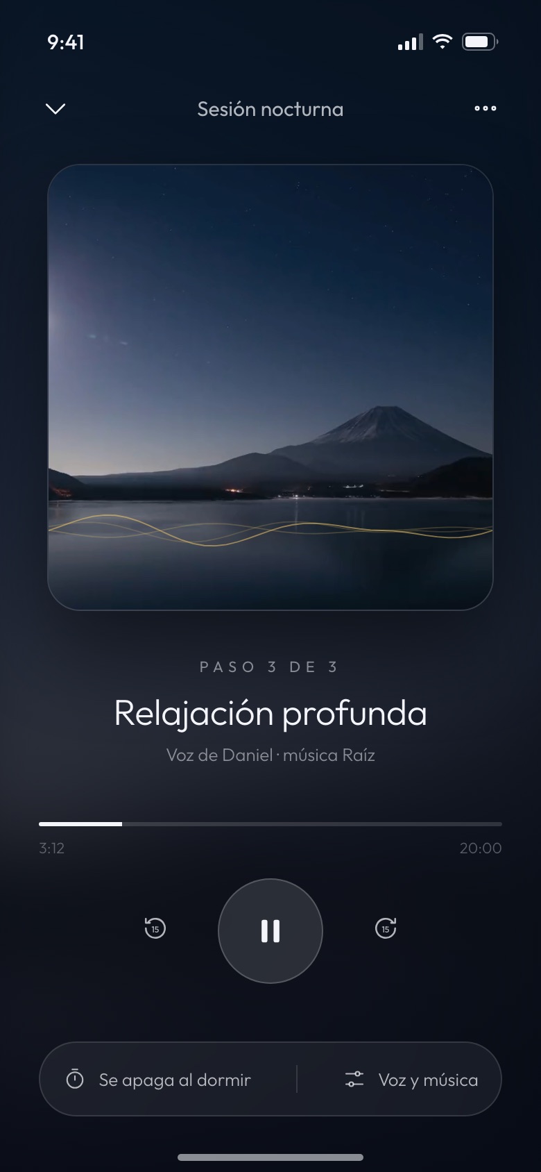 Reproductor de la sesión nocturna